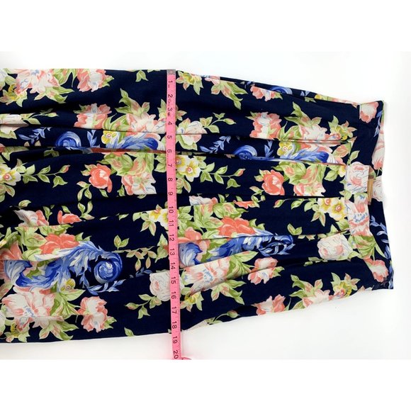 Vintage Worthington Women's Blue Floral Pleated Midi Skirt with pockets Size 10 - Picture 10 of 11